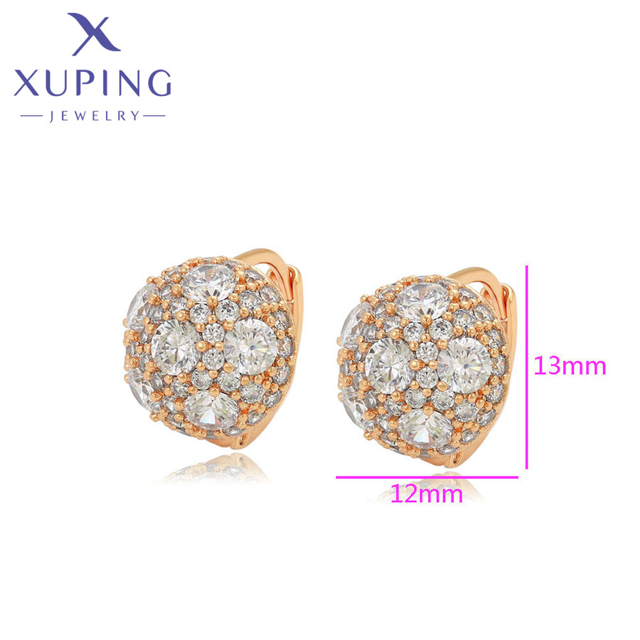 Xuping-pendientes de aro con piedra blanca y Color dorado para mujer, joyería a la , , X000795547