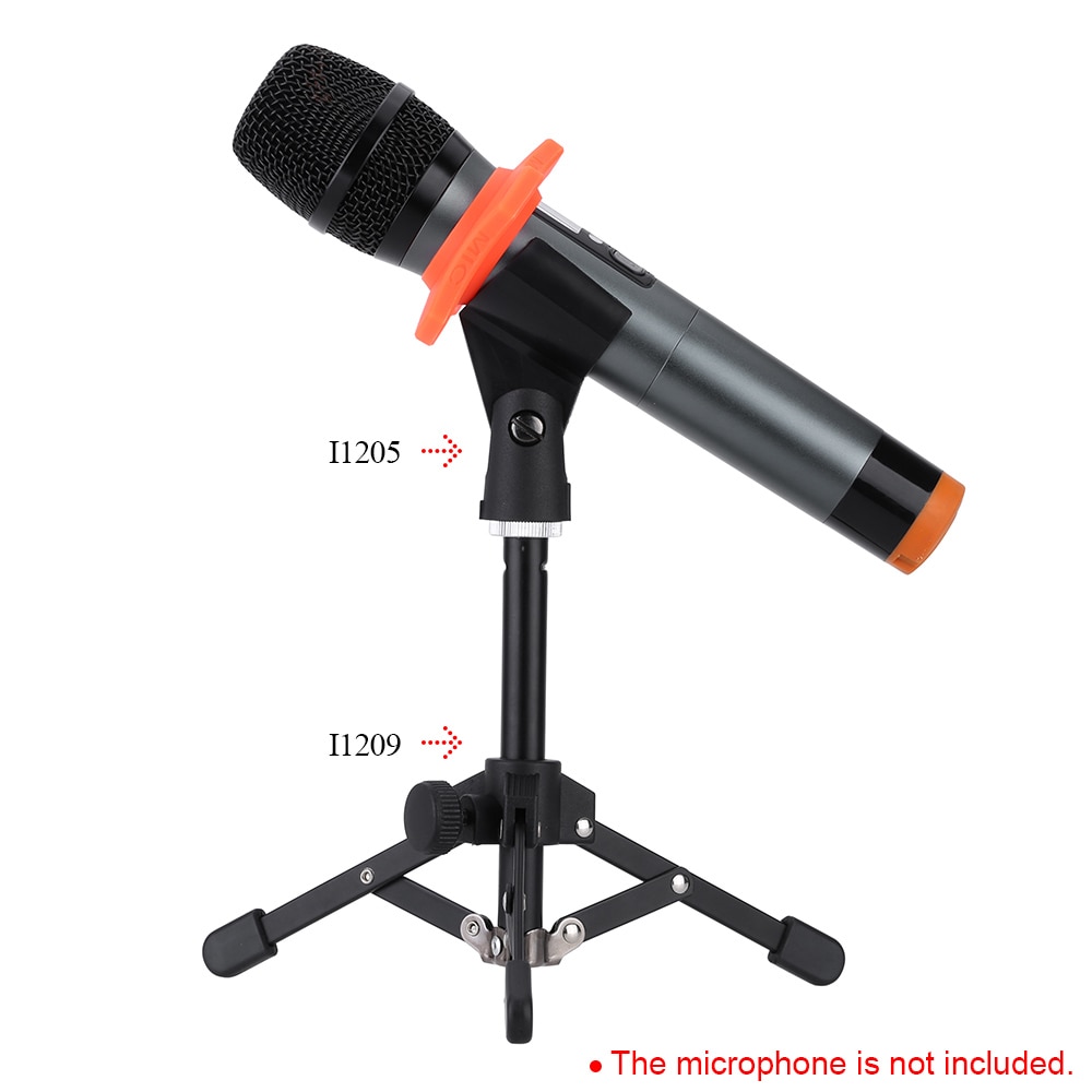 Ammoon MS-12 Mini Opvouwbare Desktop Tafelblad Statief Microfoon Mic Stand Houder Mic Clip Voor Meeting Fit Meest Standaard