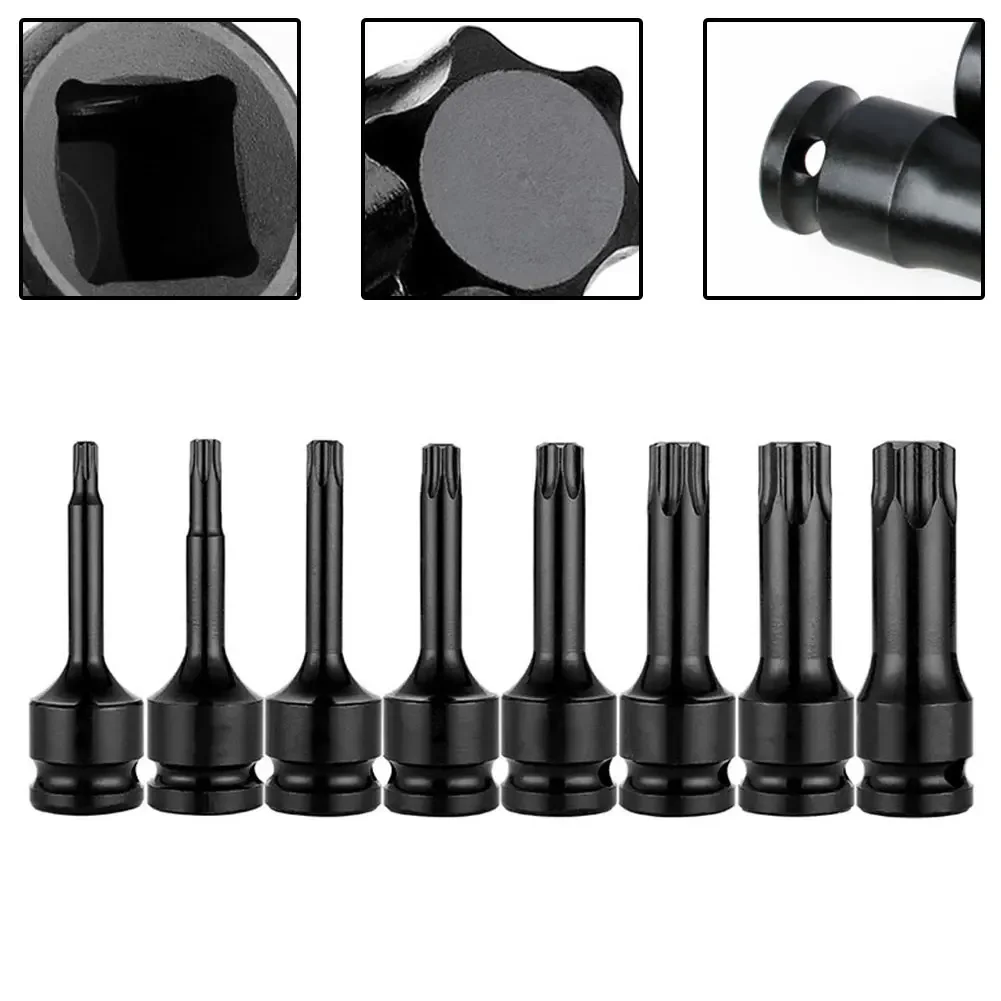 1pc Torx Screwdriver Bits 1/2inch Impact Drive Socket Adapter T20 T25 T27 T30 T35 T40 T45 T50 T55 T60 T70 T80 T100