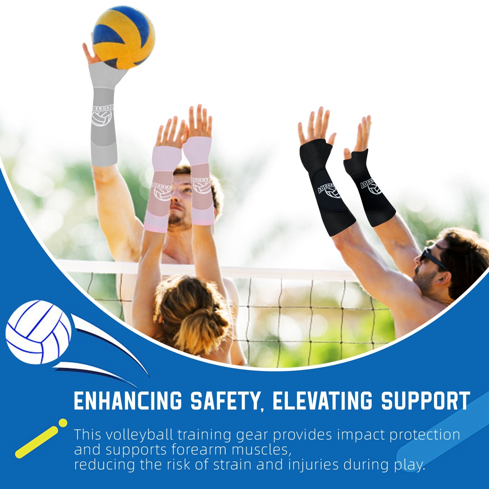 2-teilige Volleyball-Handschuhe, Volleyball-Armstulpen, Unterarm-Ärmel, Volleyball-Armpolster für Teenager, Jugendliche, Handgelenkschutz, Schutzhüllen
