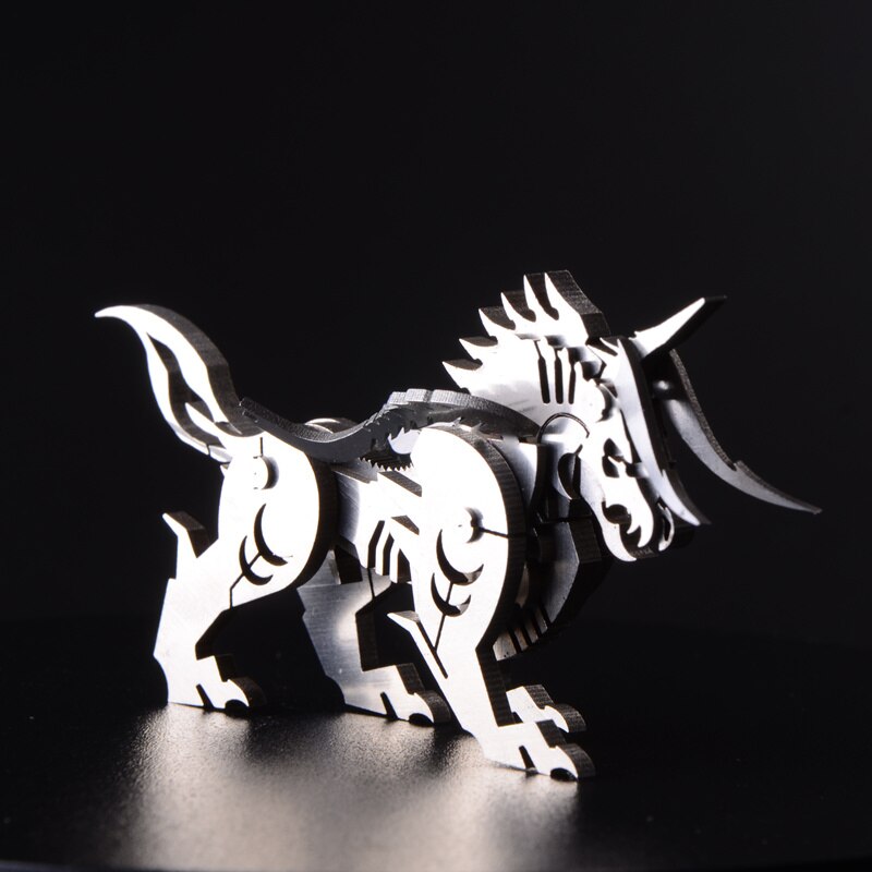 Elk/Dragon Animal Stainless Steel 3D Metal Kits Puzzle Assembling Model Birthday Decoration Collection Toy