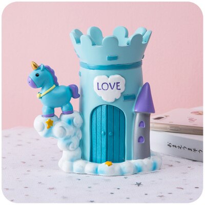 licorne mignon porte-stylo Kawaii bureau brosse Pot porte-crayons résine bureau papeterie organisateur