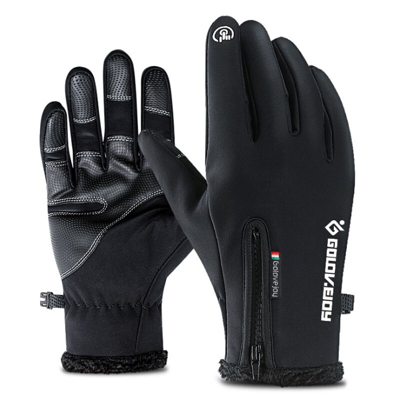 Winter ski handschoenen heren winddicht warm touchscreen snowboard handschoenen outdoor sport handschoenen dames: Zwart / Xxl
