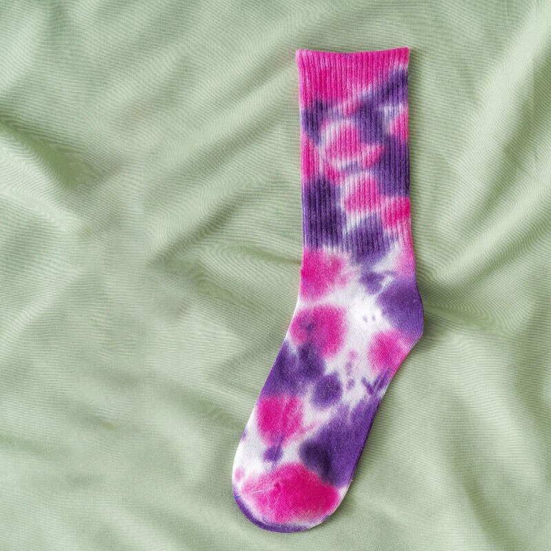 Calcetines de algodón Tie-dye para hombre y mujer, medias de tendencia urbana de , de color sólido, para baloncesto y monopatín: 2