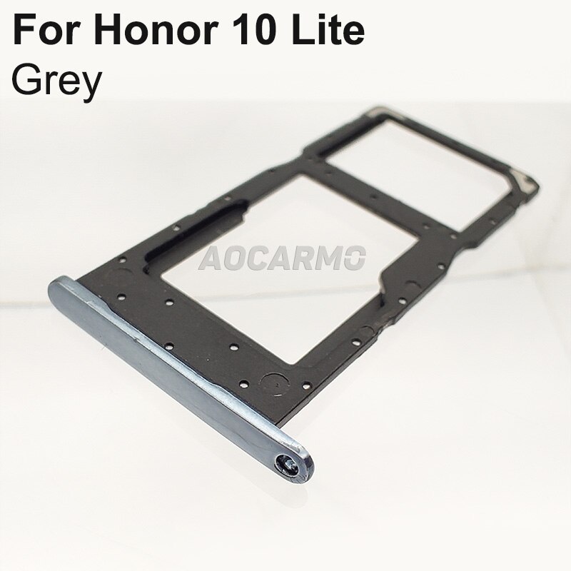 Aocarmo SD MicroSD Holder Nano Sim Card Tray Slot For Huawei p smart ) / Honor 10 lite POT-LX3 POT-LX1 POT-LX2J: Grey