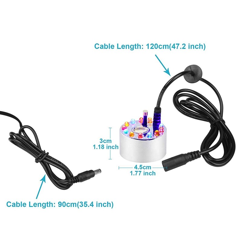 ledet tåke maker tåkemaskin demning fogger luftfukter, til akvarium fisk basseng vann fontene steinrik dekorasjon eu støpsel