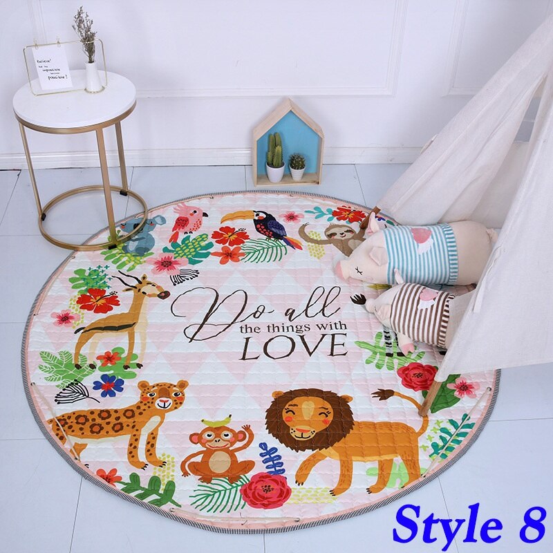 150CM Animal ours renard Lion dessin animé motif bébé jouer tapis antidérapant ramper tapis couverture enfants jouets sac de rangement accessoires Photo: style 8