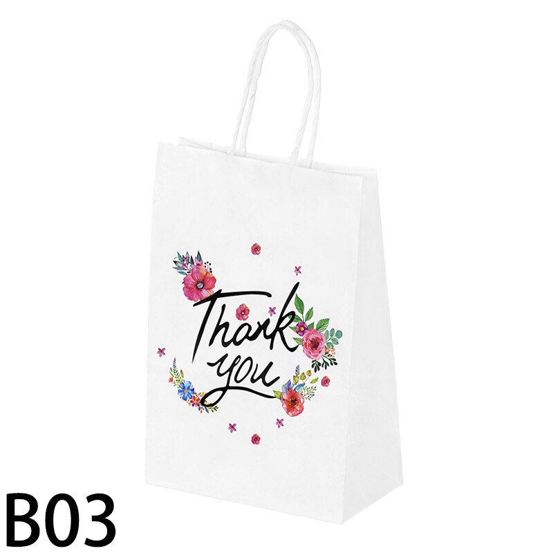 10Pcs 21*8*15Cm Wit Dank U Bag Verpakking Zak Hoge Materiaal Draagbare papieren Zak Bruiloft Decor Supplies: B03-10pcs