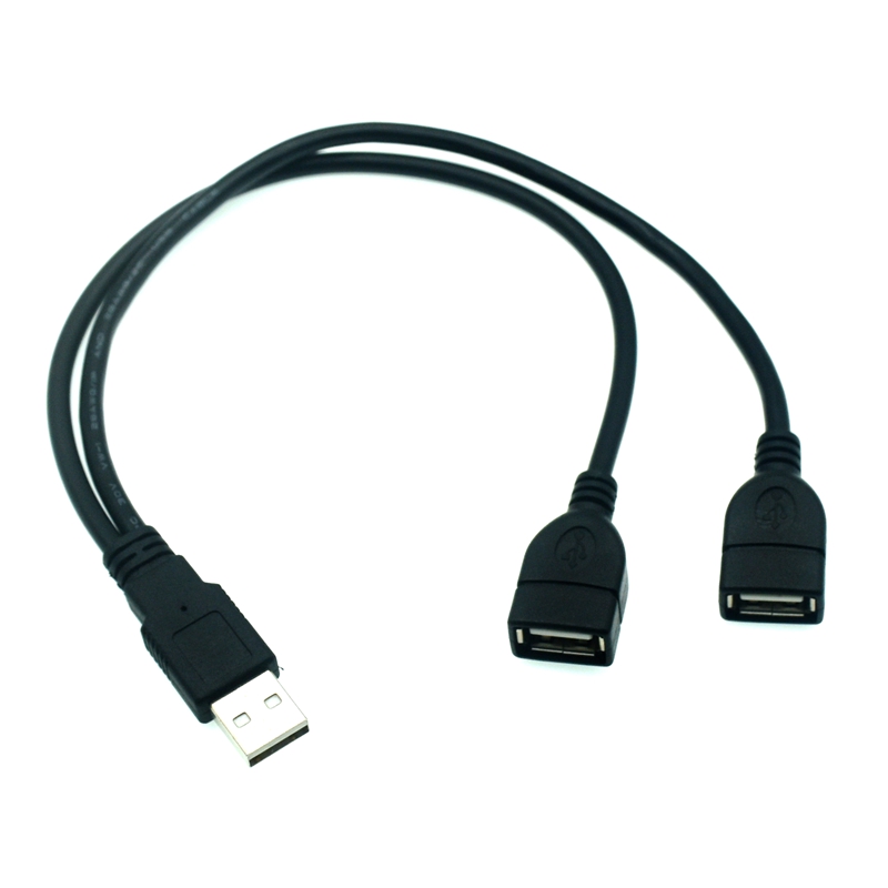 USB 2.0 A 1 Stecker auf 2 Dual USB Buchse Daten-Hub Netzteil Y-Splitter USB-Ladung-Stromkabel Kabel Verlängerungskabel 30 cm