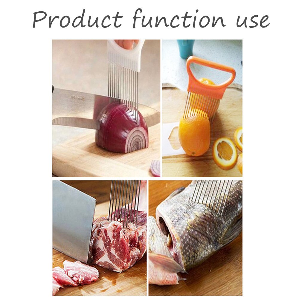 Kitchen Tools Tomato Onion Vegetables Slicer Cutting Aid Holder Guide Slicing Cutter Safe Fork Onion Slicer Good Helper