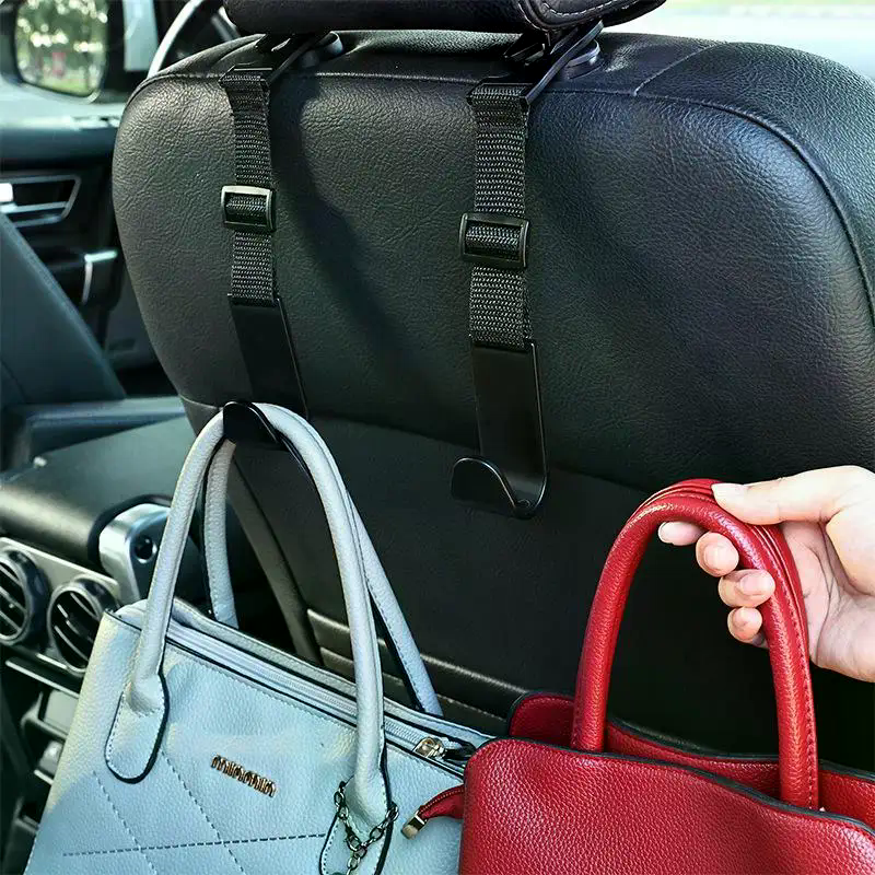 Ganchos para reposacabezas de asiento de coche, Clips de almacenamiento ajustables, ganchos de sujeción automáticos, accesorios de Interior de coche, reutilizables, fáciles de instalar, 4 Uds.