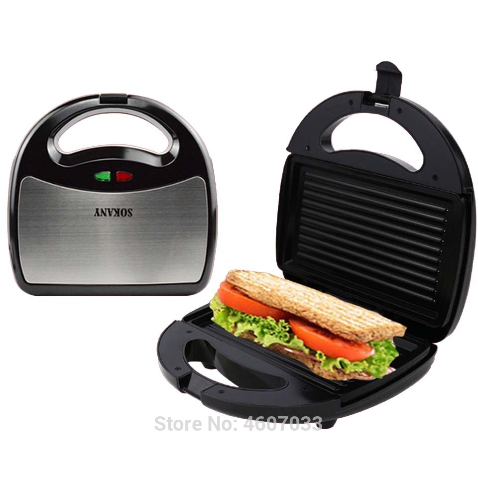 Rustfrit stål hjemmekontor sandwich maker maskine brødrister med non-stick plade brødrister morgenmad maskine 750w eu au stik