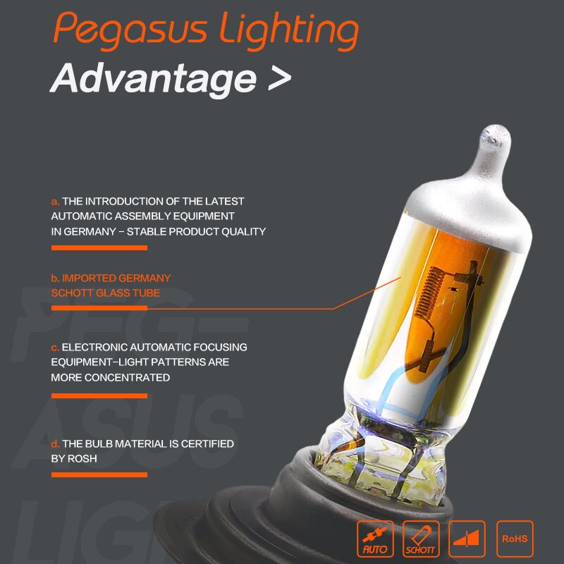 PEGASUS 2800K Auto Halogen H1 H3 H4 H7 H11 HB3 9005 HB4 9006 PS X 24W Scheinwerfer Auto scheinwerfer Birne Für Kopf licht Nebel Licht