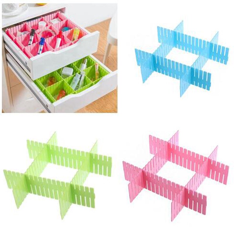 Adjustable Plastic Drawer Divider DIY Storage Shelves Household Free Combination Partition Board Space-saving Division Tool