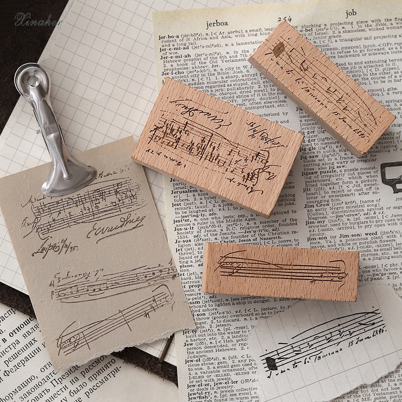 Vintage Music notes stamp DIY wooden rubber stamps for scrapbooking stationery scrapbooking standard stamp