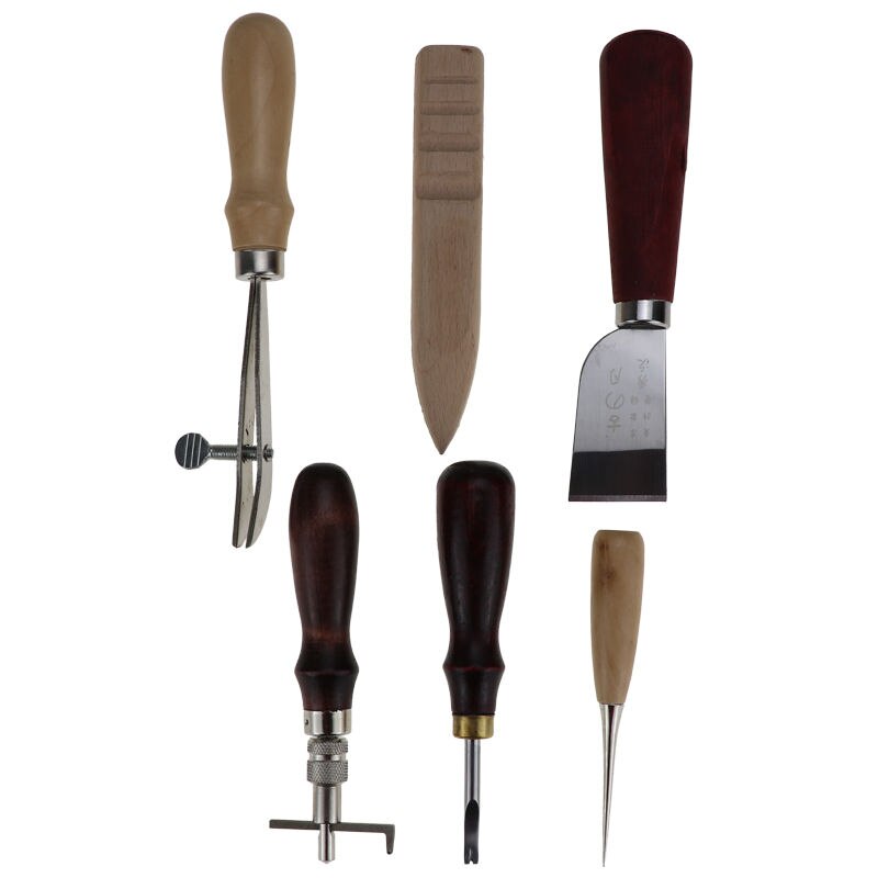 Leather Craft Tools Kit Hand Sewing Stitching Punch Carving Work Saddle Leathercraft Accessories: 6PCS 1SET