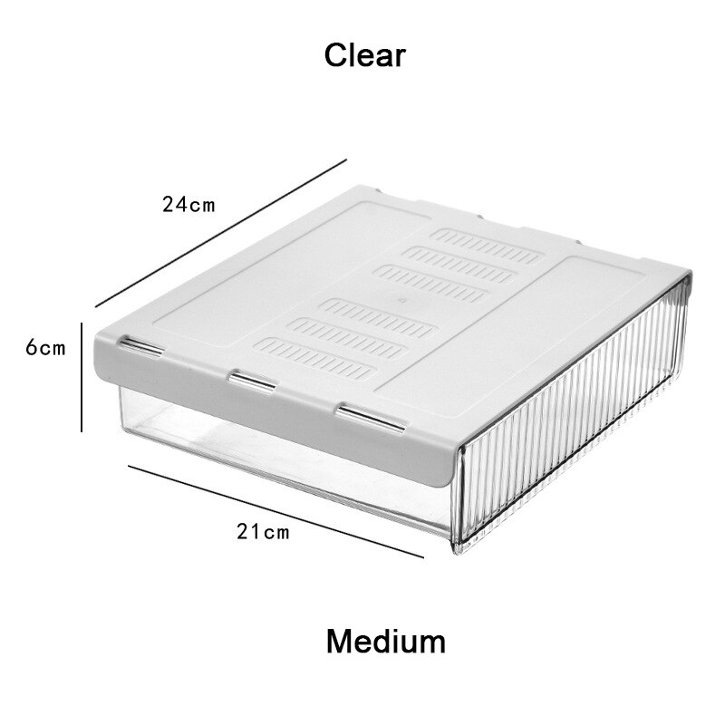 Self-Adhesive Under Desk Drawer Organizer Hidden Space Saving Office Supplies Storage Box Slide Out Pencil Tray Closet Organizer: Medium Clear