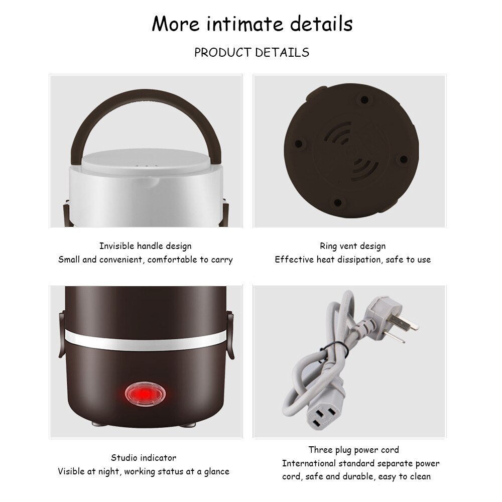220V Electric Rice Cooker Stainless Steel 2/3 Layers Steamer Portable Meal Thermal Heating Lunch Box Food Container Warmer