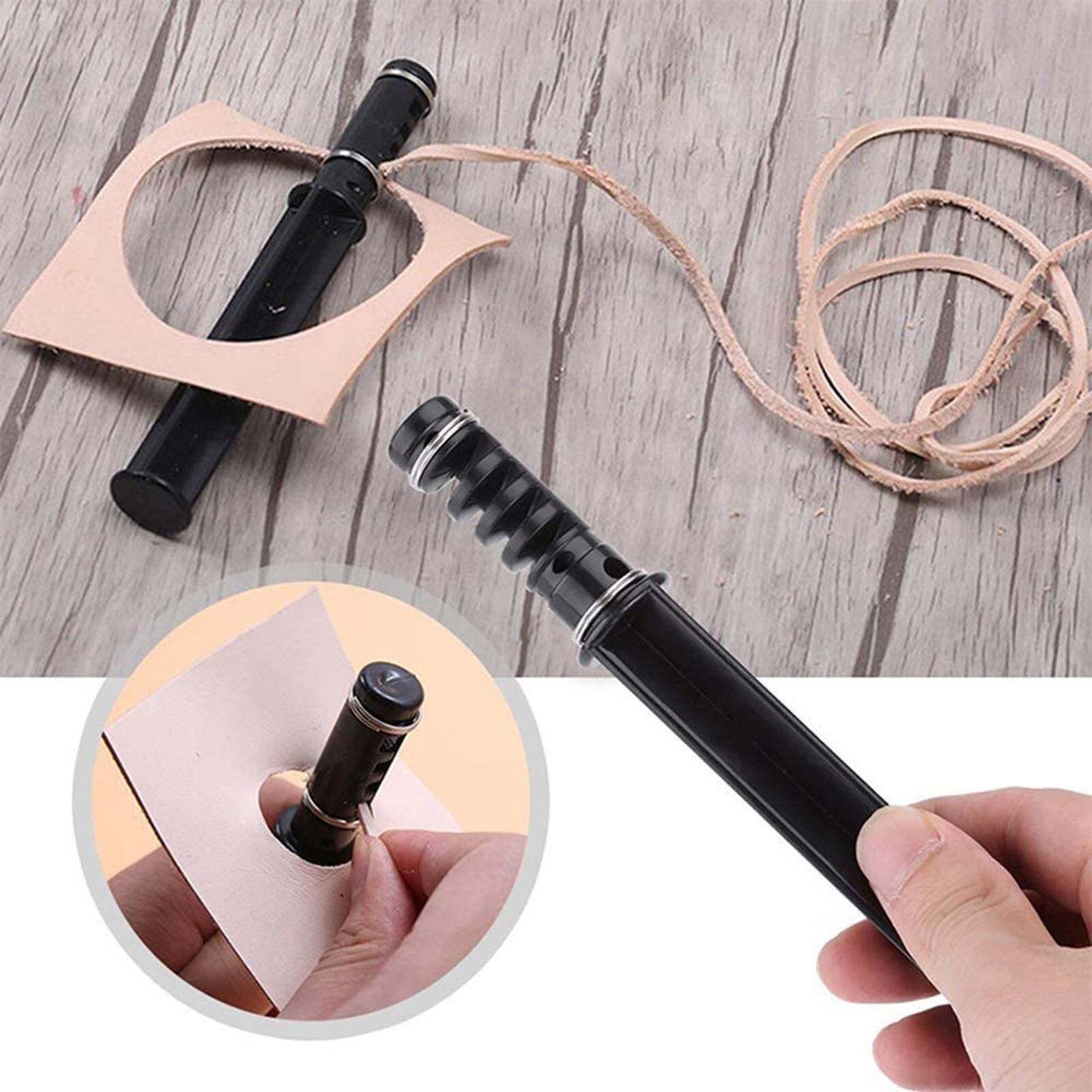 Faux Leather Cord Rope Rotary Cutting Tool Craft Maker Strip Cutter with 3 Blade