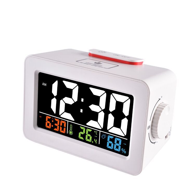 Digital Alarm Clock, Dekala Small Alarm Clocks with Temperature, Humidity, Dual Alarm, Dual USB Charging Ports for Bedroom, Desk: White