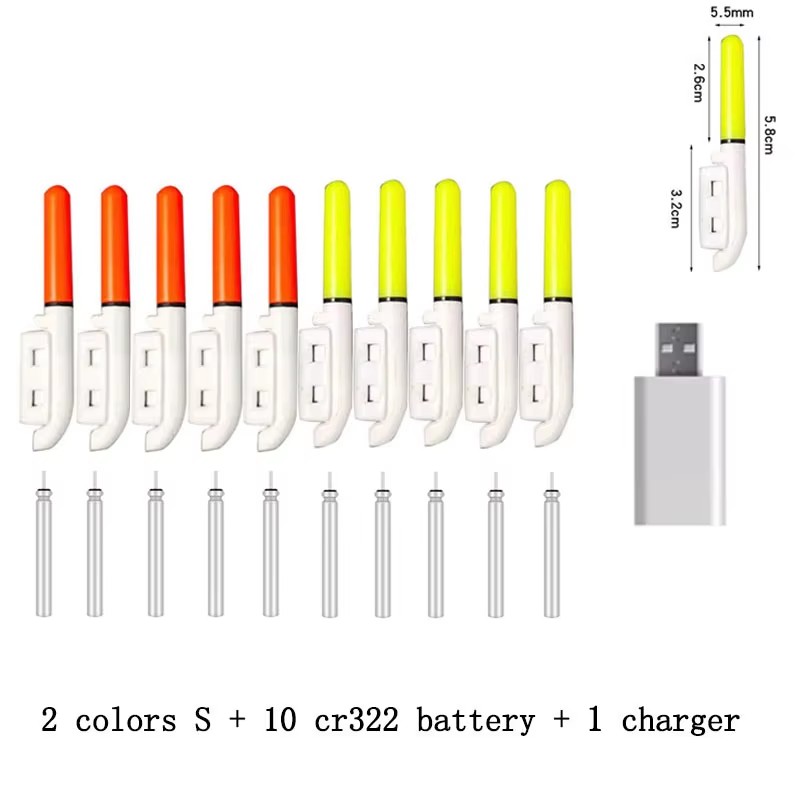 10 st/parti elektronisk ljuspinne med uppladdningsbart batteri, klämma på fiskespö, lysande lampa  a578  cr322 / cr425: LjusgrÃÂ¥
