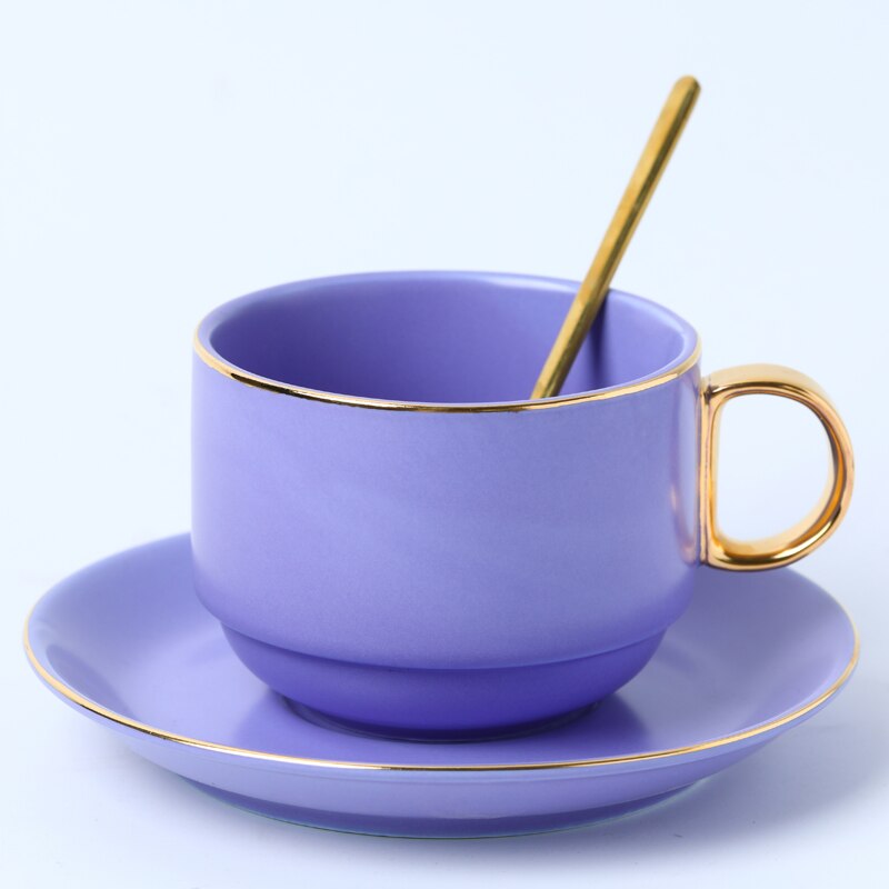 Nordiska kaffekoppset guldkant te kopp och fat porslin kaffemuggar te set tazas de ceramica mate koppar  ac50bd: Stil 5