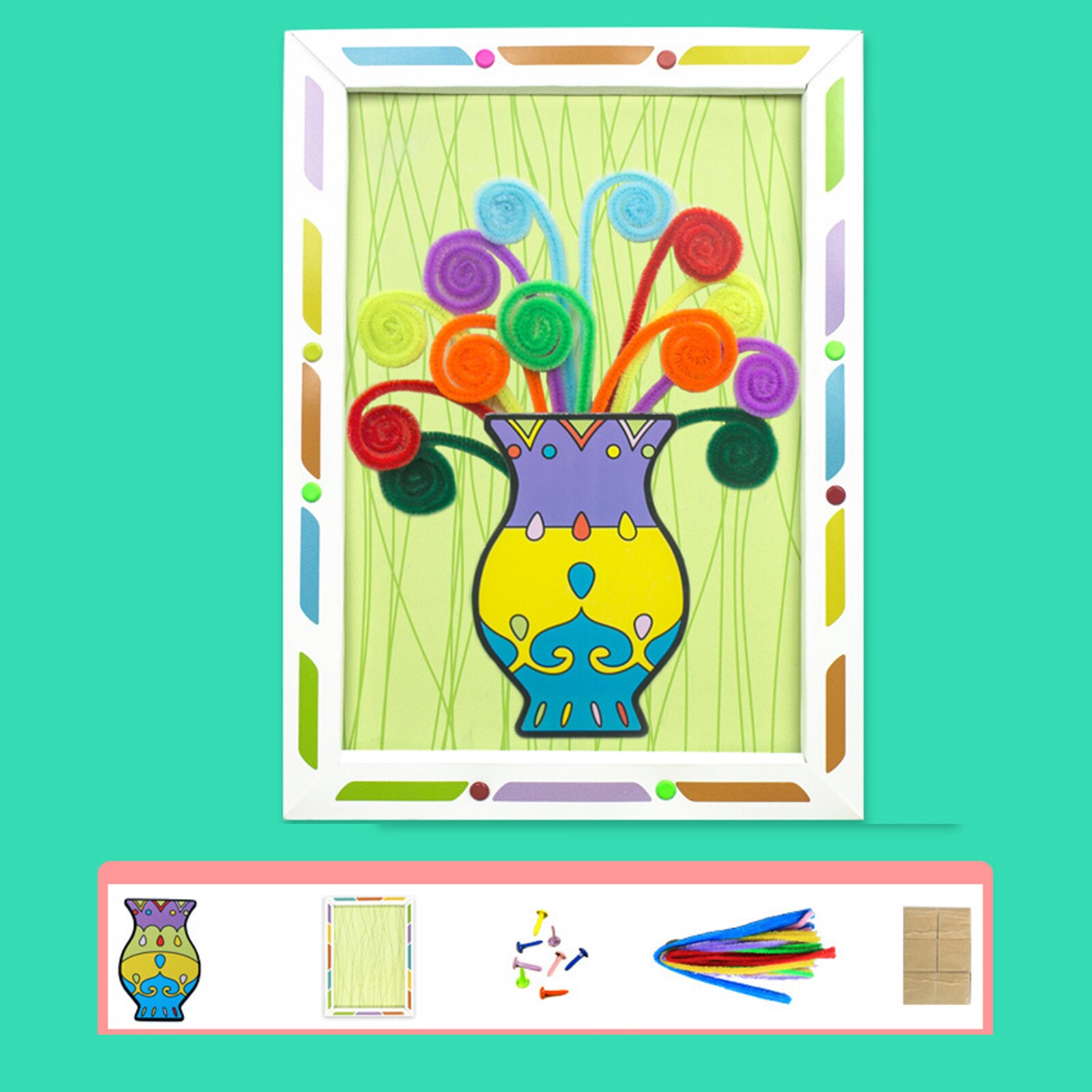 Juego de juguetes de arreglo de flores para niños, manualidades de flores de papel/tela, Kits de marco, juguetes educativos estéticos de aprendizaje, DC