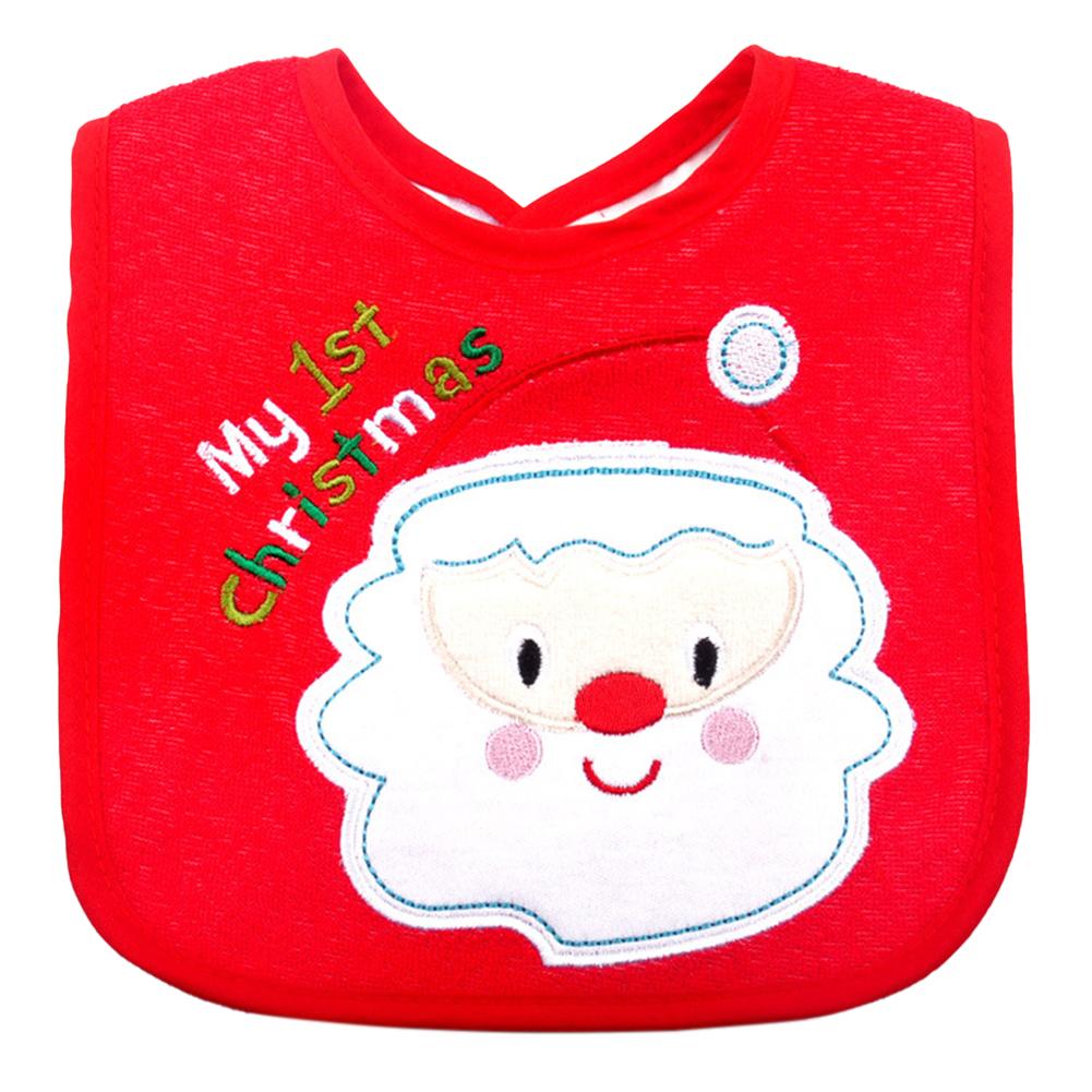 Christmas Baby Bib Pinny Fashionable Embroidered Pattern Saliva Towel Baby Baby Waterproof Bib