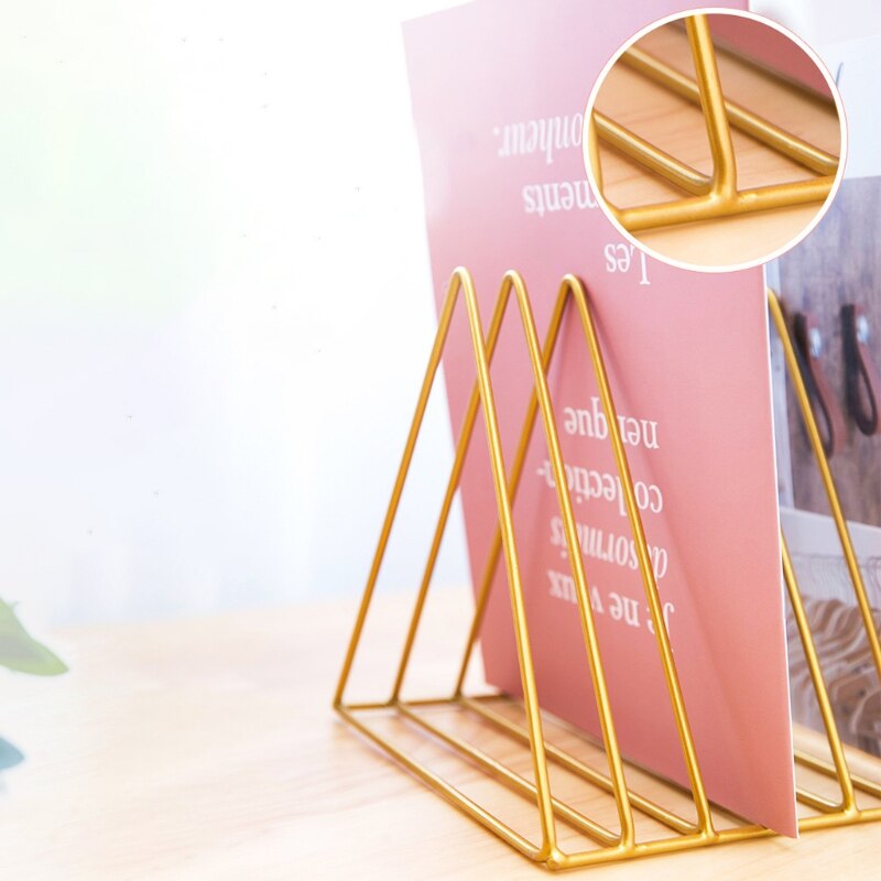 Metal Iron Storage LP Record Rack Triangle Shaped Book Magzine Holder Multifunction Desk Record Home Office Organizer