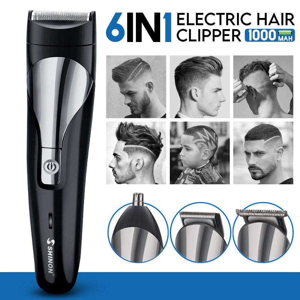 SHINON Hair Clipper Set Barber Hair Trimmer Electric Clipper Razor Shaver Beard Trimmer Men Shaving Machine Cutting Nose Trimmer