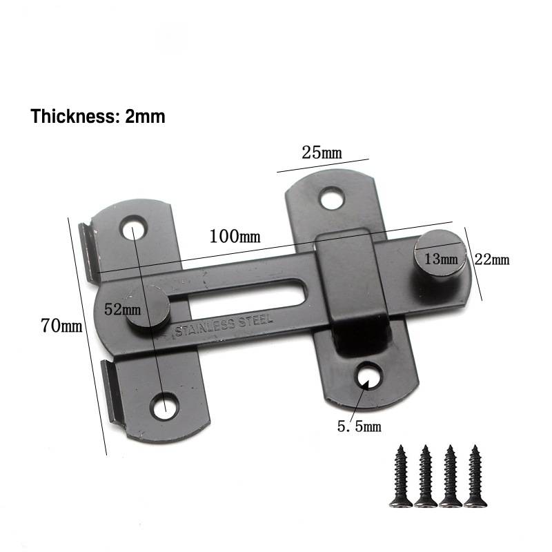 2 Sets Stainless Steel Barn Gate Latches Black Flip Latch Safety Pet Door Bolt Latch Cabinet Wine Lock Buckle Window Slide Lock: Black M