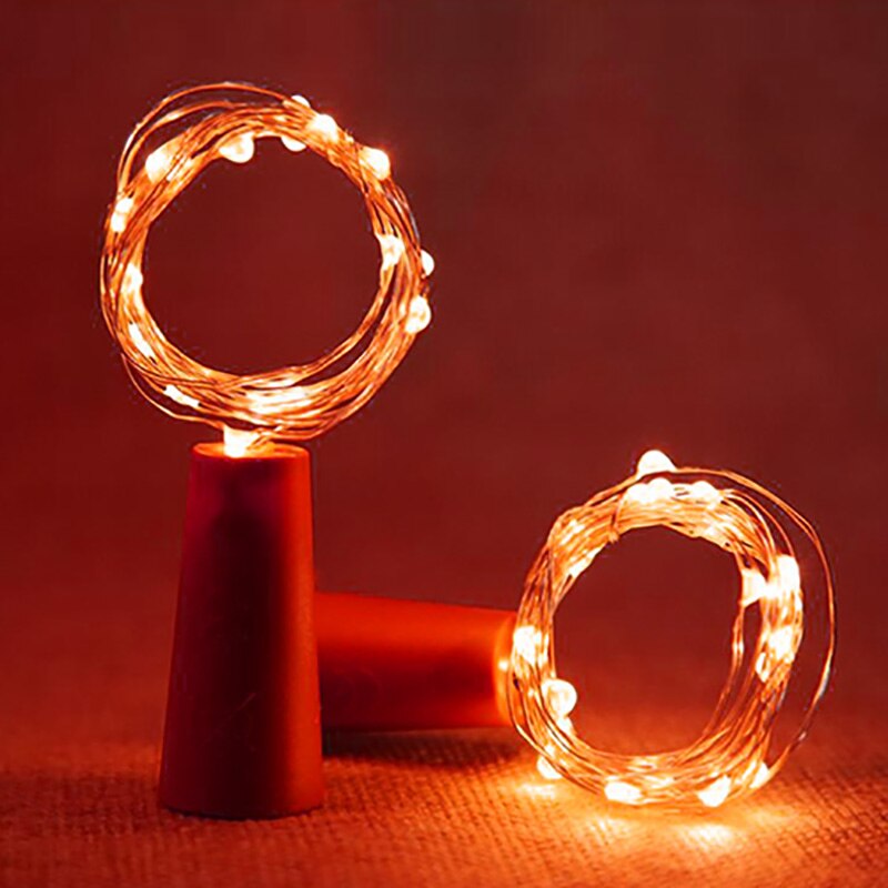 Guirlande vinflaske lys med kork 2m 20 led kobbertråd farverige fe lys snor til fest bryllup indretning batteridrevet: Rød