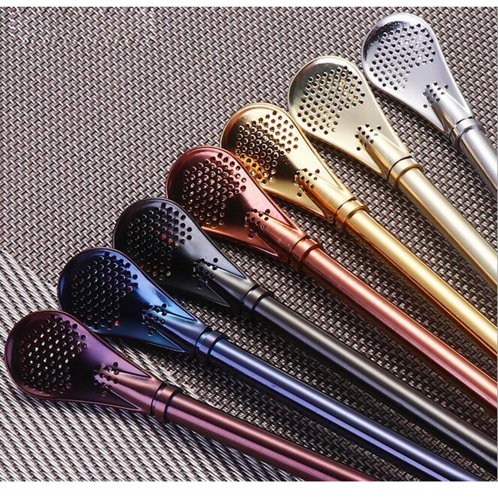 6 Colors Spoon Straw Tea Infuser Coffee Spoon Novelty for Adult&Child