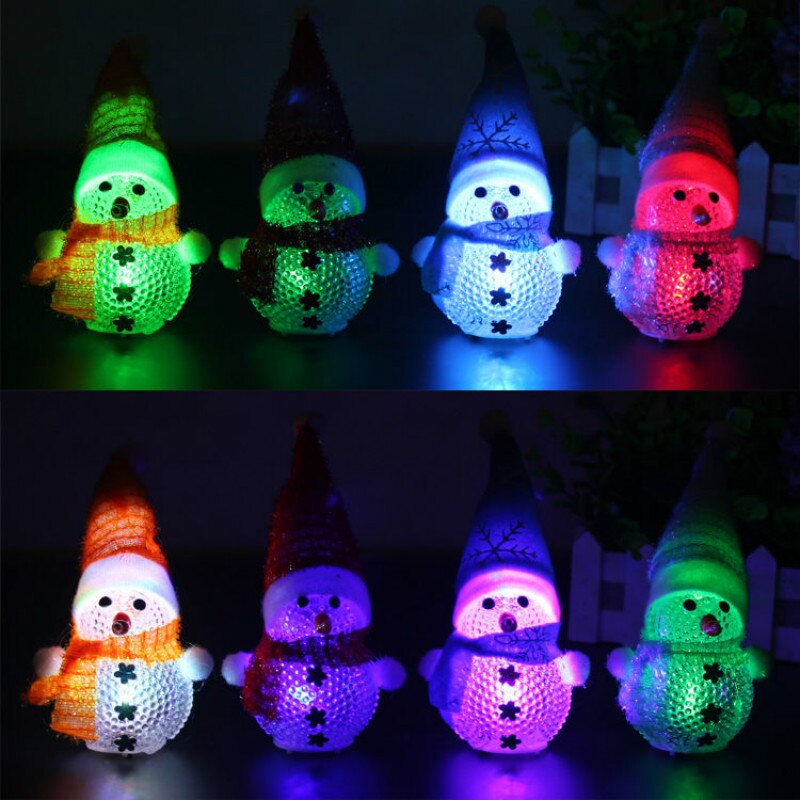 Beautiful Colorful Glow Christmas Snowman LED Lights Pretty Lovely Lamp Christmas Tree Ornaments