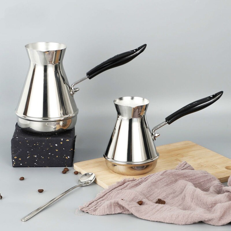 Ruostumaton teräs turkkilainen kahvipannu arabica kahvinkeitin vedenkeittimet perkolaattorit eurooppalainen pitkä kahva mokka moka -astiat  wy71309