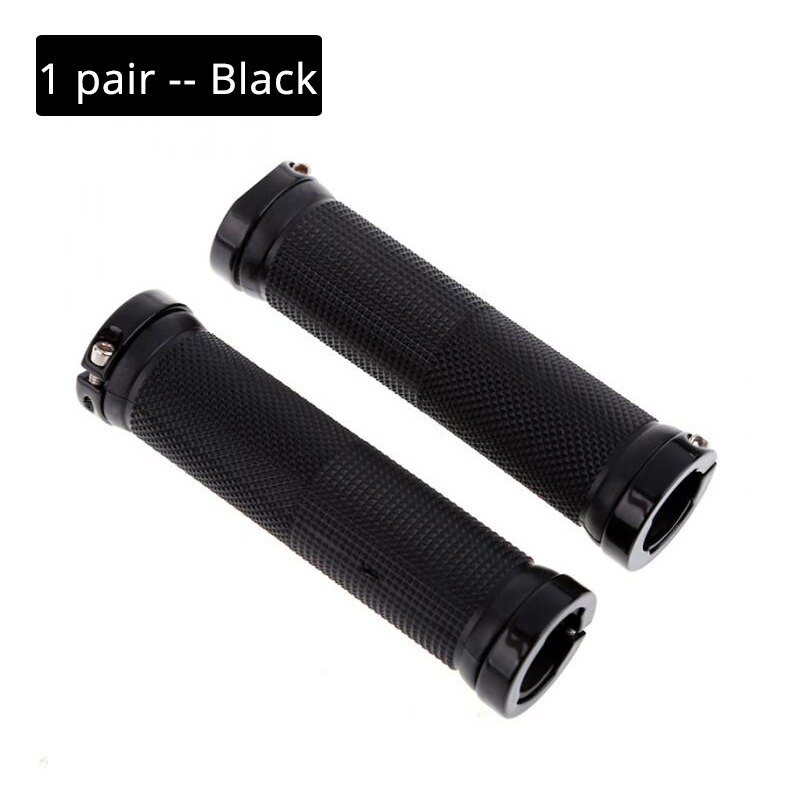 Empuñaduras de bicicleta de aleación de aluminio antideslizantes de goma MTB, empuñaduras de manillar de bicicleta BMX, empuñadura de bicicleta de montaña, manillares, piezas de ciclismo: 1 pair Black