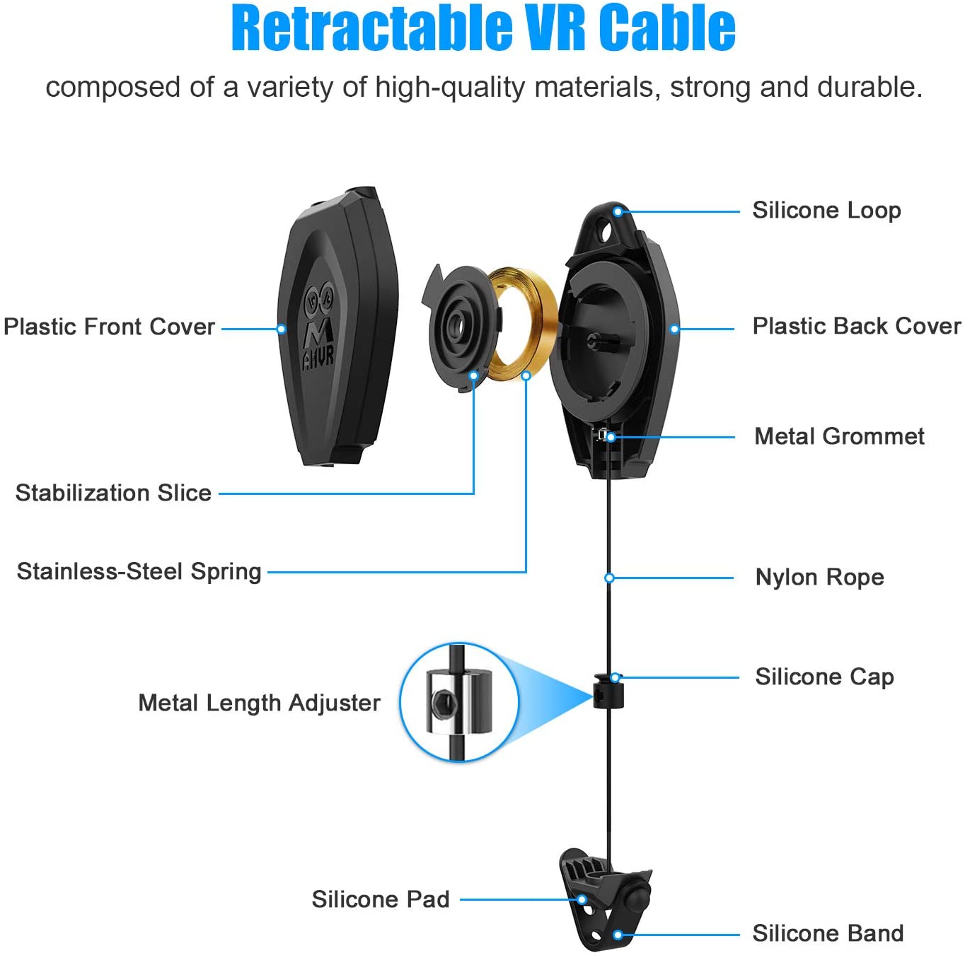 Retractable Ceiling Pulley System for Oculus Quest 2/Rift/Rift S/Valve Index/HTC Vive/Vive Pro/HP Reverb G2/PSVR Link Cable