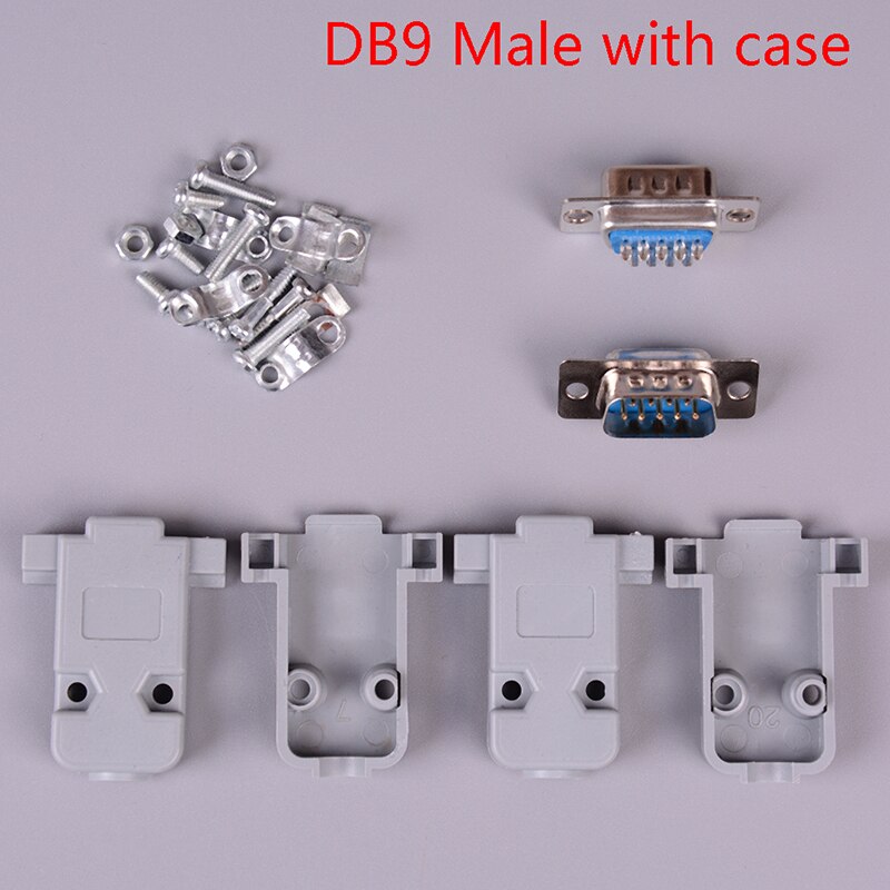 2sets 9 Pin Copper RS232 COM Adapter With Plastic Case RS232 Serial Port Connector DB9 Female Male Socket Plug Connector: male