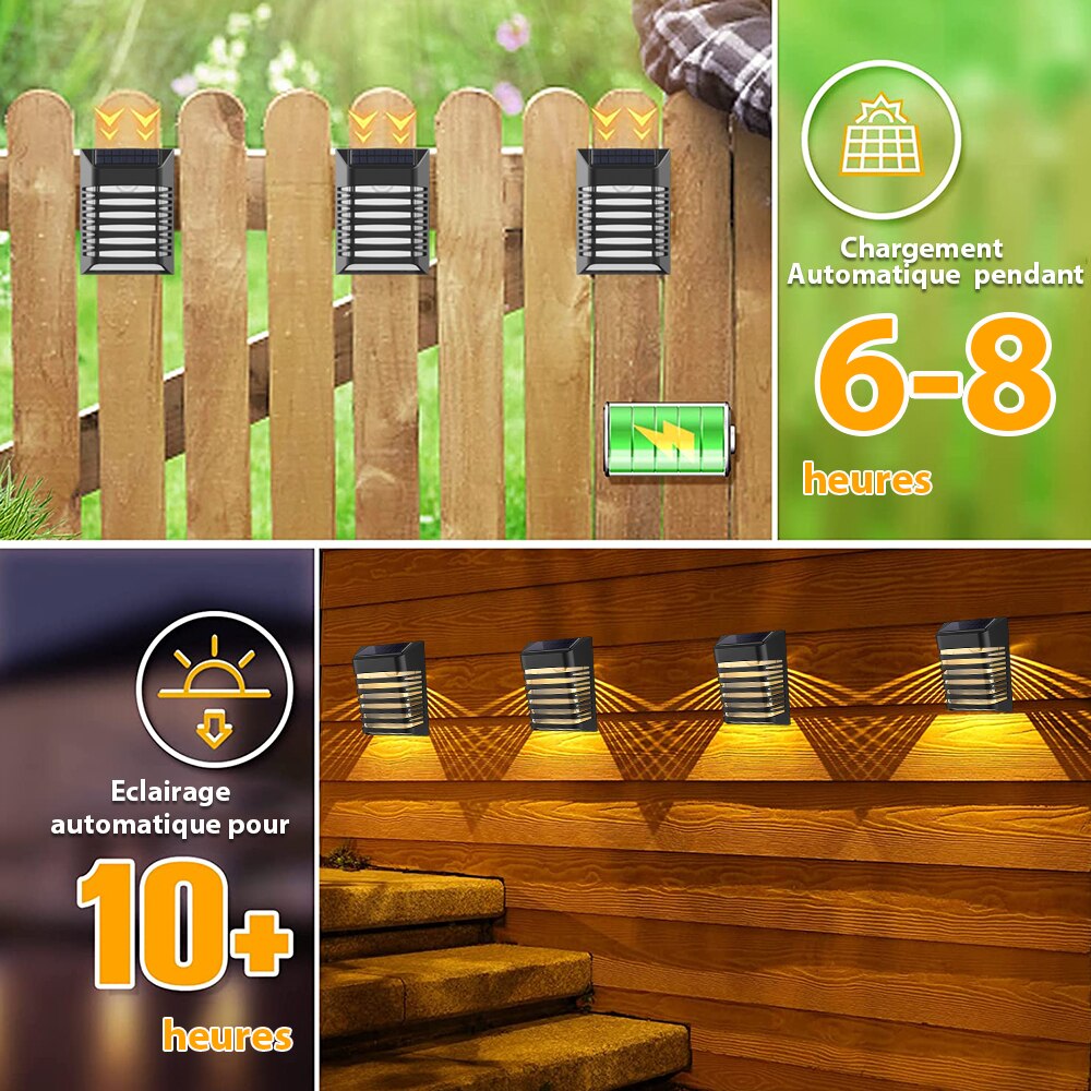 LED Solar Lights Fence Breathing/Constant Mode Lights Outdoor Waterproof Yard Wall Lights for Front Door Stairs Swimming Pool