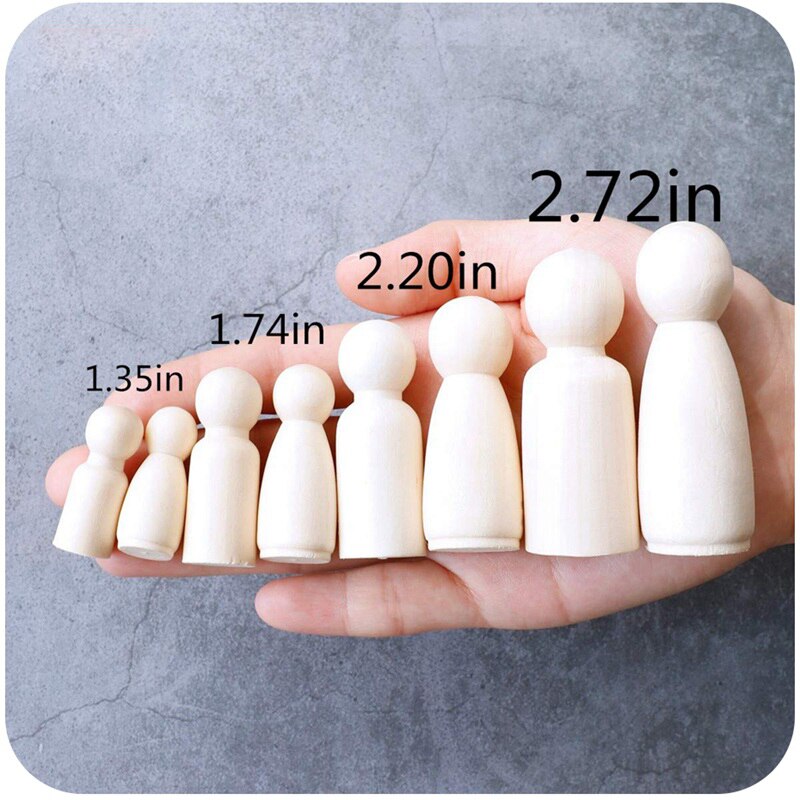Baby Toys 10pcs Peg Dolls Maple Wood Wedding Dolls Home Decor Diy Nature Wooden Dolls Montessori Toy Baby Products 35/43/55/65mm