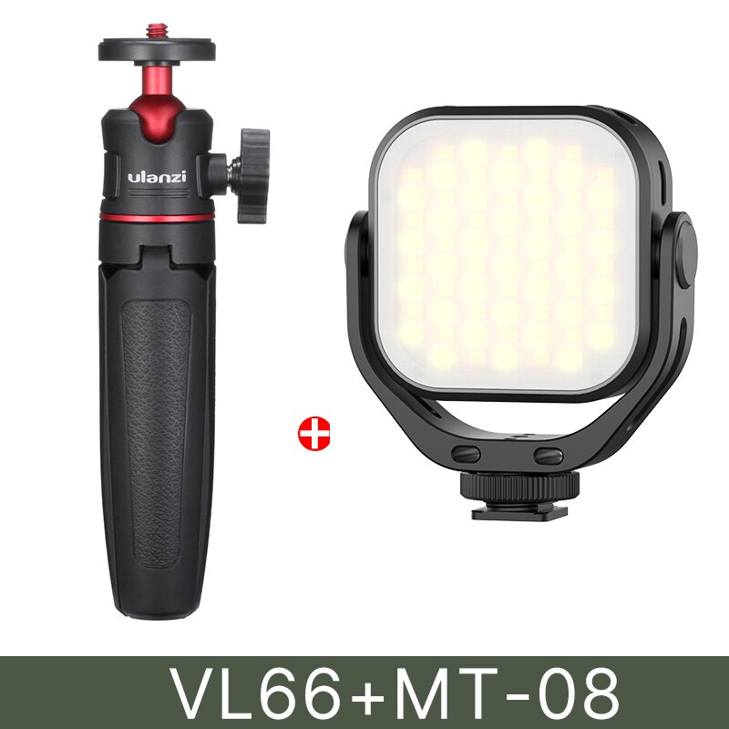 Vijim VL66 Led Video Licht Op Camera U-Stand En Softbox 360 ° Rotable Mini Oplaadbare CRI95 + 3200K-6500K Led Camera Licht Invullen: WHITE