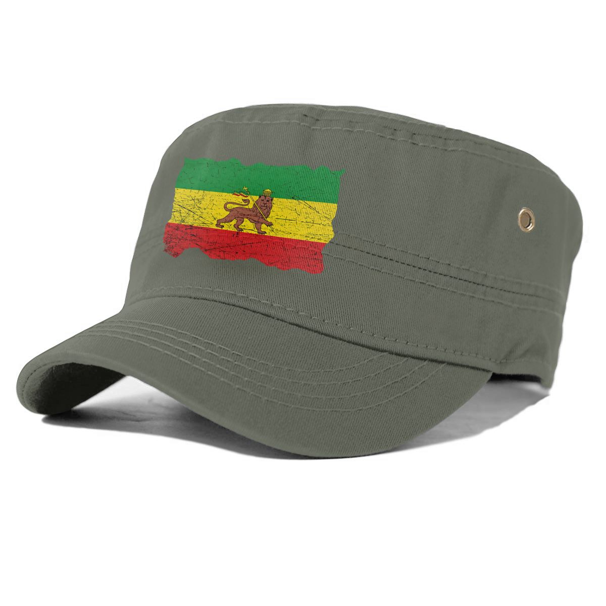 Ethiopia rastafari flag rasta babylon irie ska baseball cap hip hop hat man hat baseball snapback cap women bucket hat: Moss green