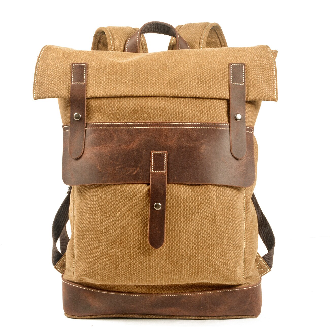 Muchuan mochila vintage para laptop, mochila unissex de luxo, estilo retrô, grande capacidade para laptop: Khaki