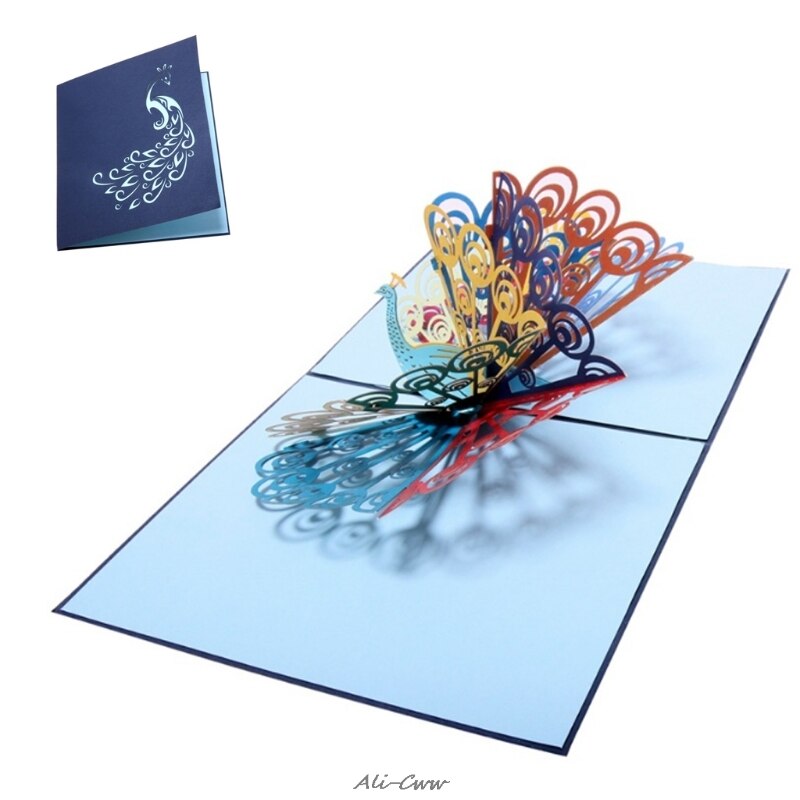3D Handgemachte Pop hoch Karte Pfau Geburtstag Hochzeitstag Grußkarten Einladungen knapp Weihnachten das Erntedankfest