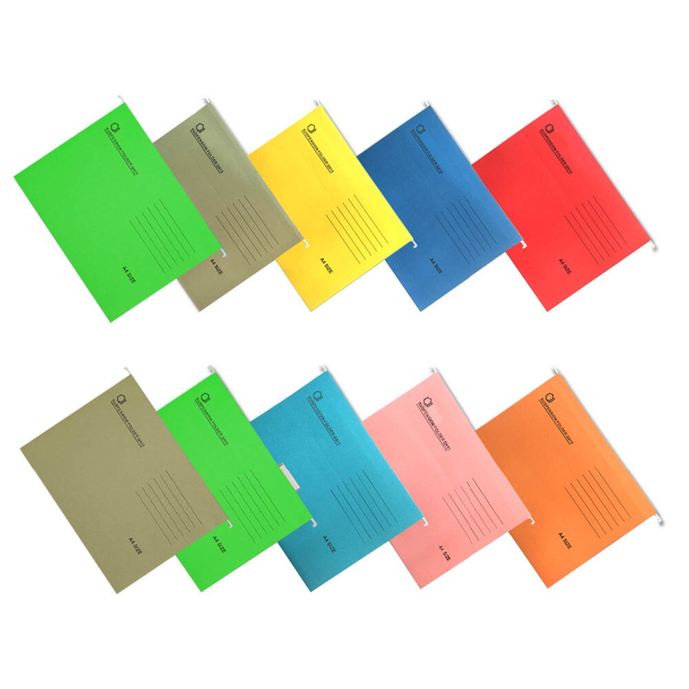 10 Pcs A4 Size Uitbreiden Opknoping Bestand Filing Map Document Test Papier Mappen Met Tab Voor Hotels Bibliotheken Kantoren Mix kleur