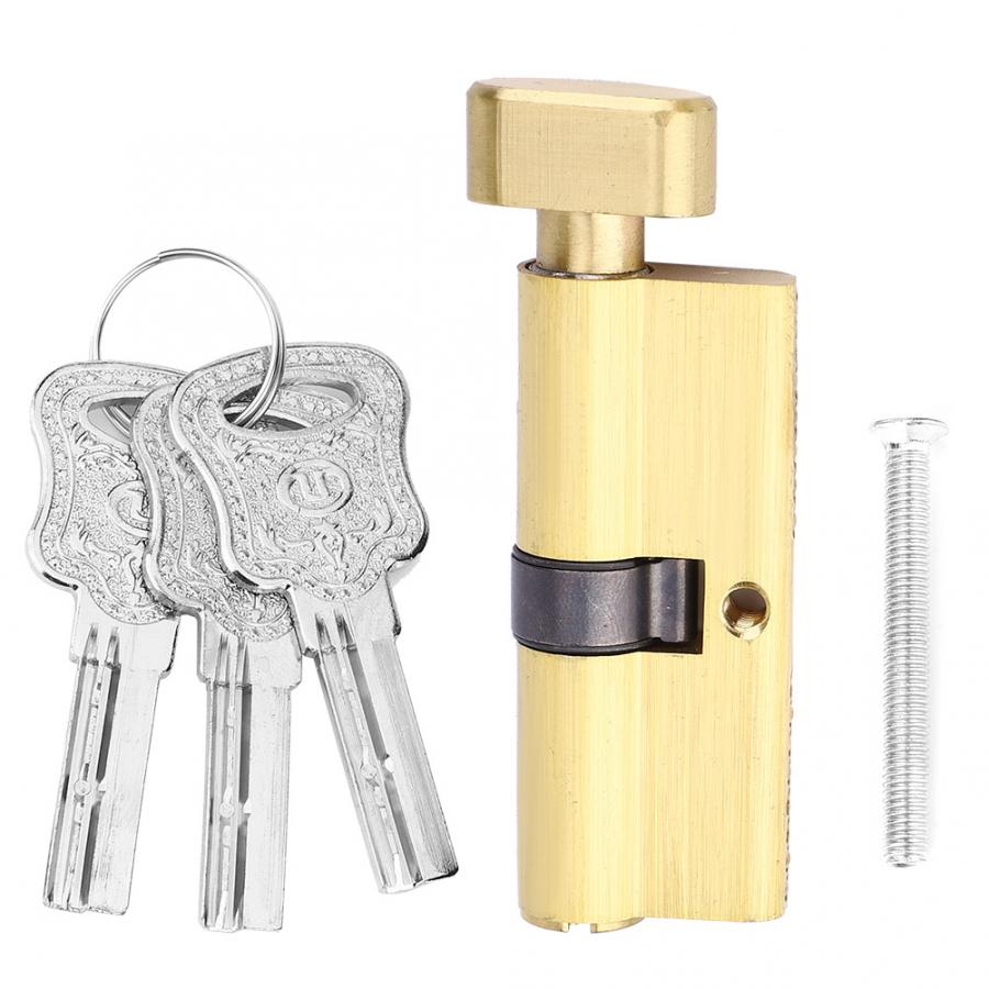 Copper Door Lock Cylinder 3 Keys Home Security Anti-Theft Indoor Bedroom Entrance Lock Cylinder