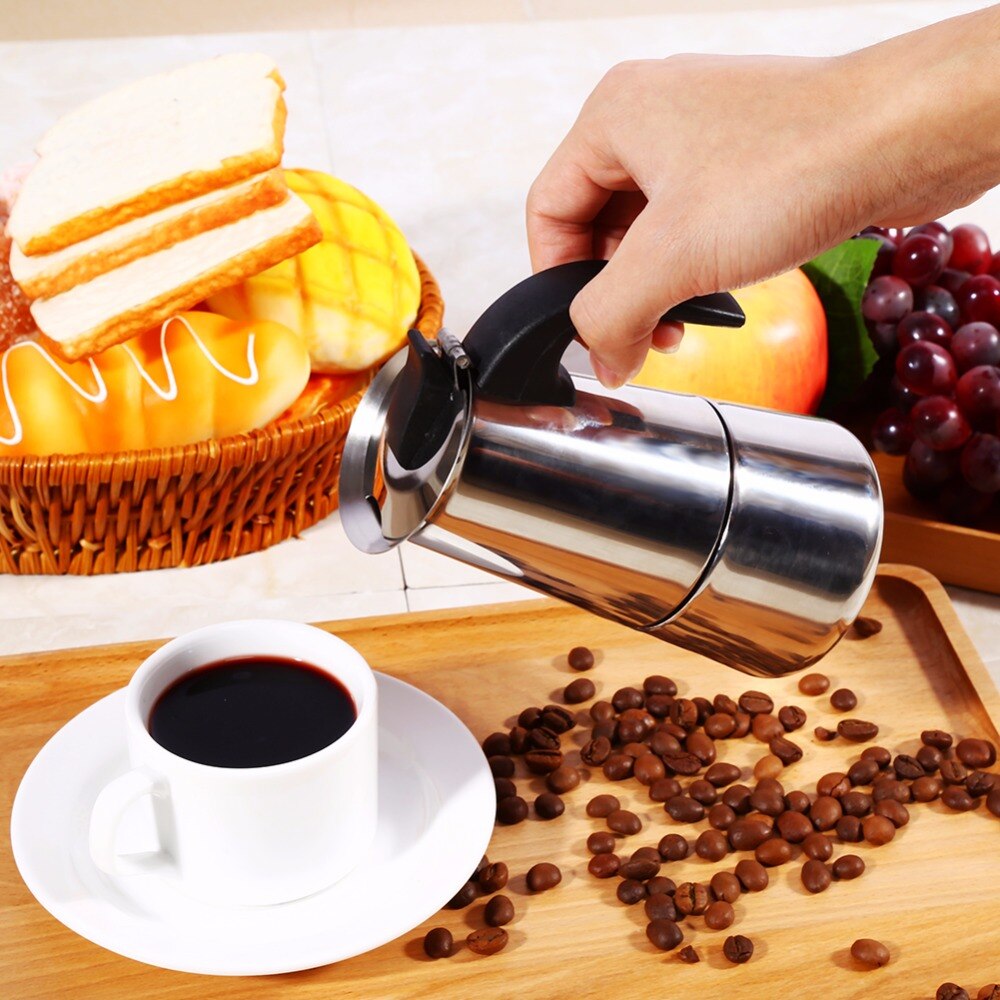 Roestvrijstalen koffiepot mokka espresso latte percolator fornuis koffiezetapparaat pot percolator drankgereedschap cafetière latte fornuis