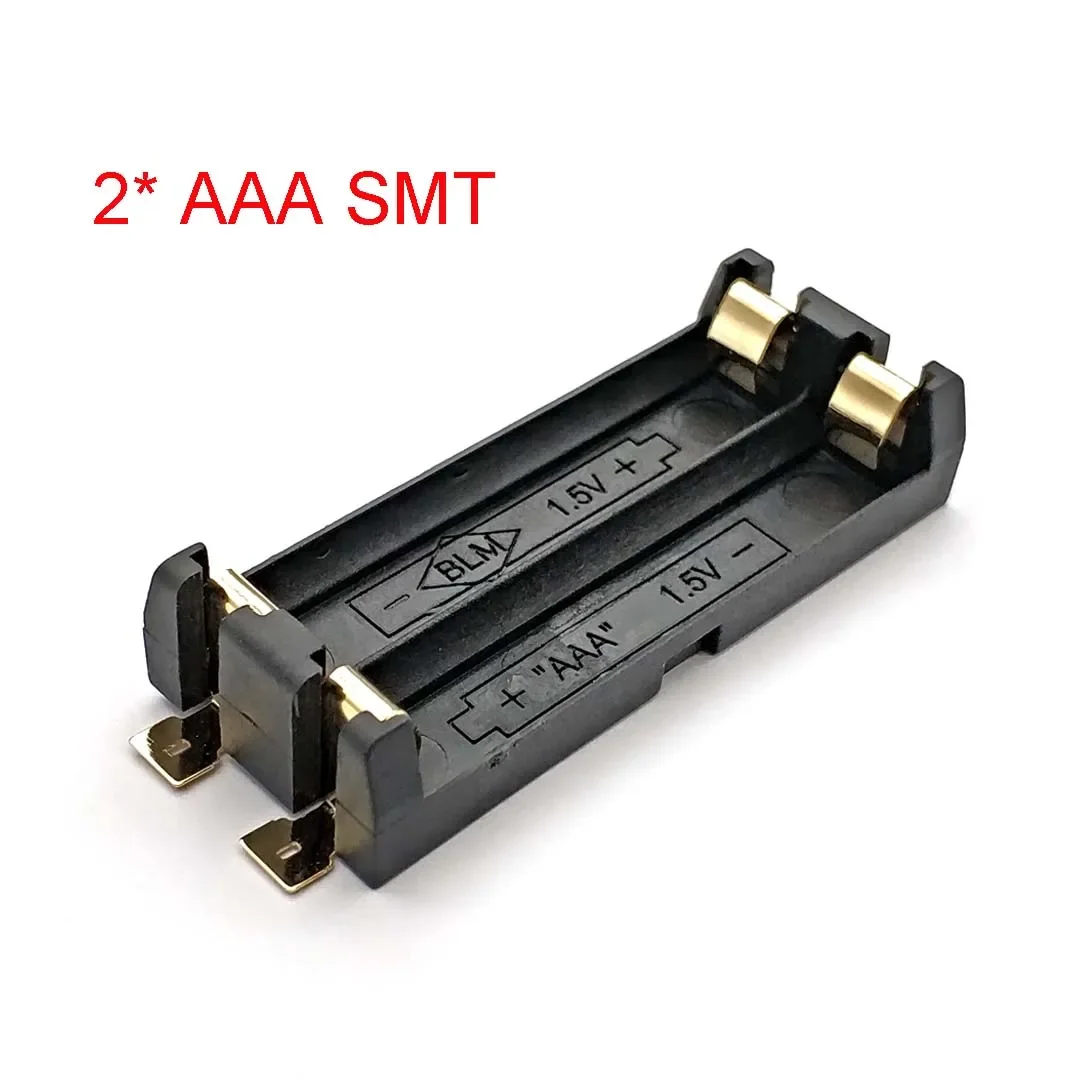 Alta qualidade 1/2 slot aaa suporte de bateria smd smt caixa de bateria com pinos de bronze diy caixa de mola de bateria de lítio: Azul