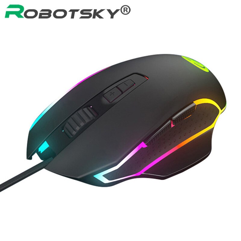Rgb Backlight Gaming Muis 2400 Dpi Optische 7 Button Usb Muis Met Mute Wired Muizen Voor Desktop Laptop Computer Gamer muis