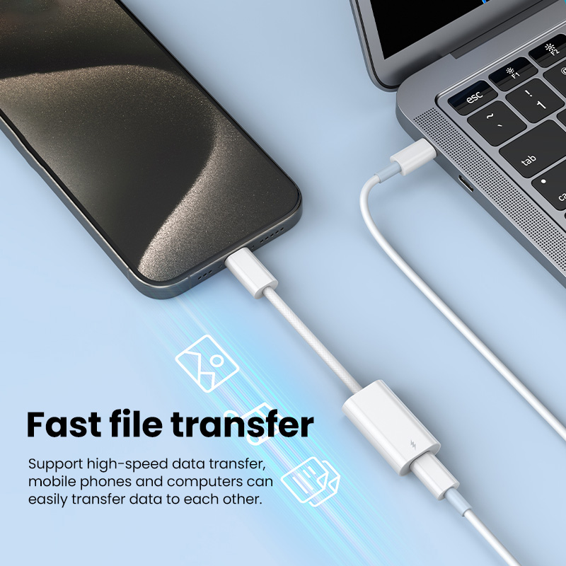 Elough 60W Lightning to Type C Cable Adapter OTG For iPhone 15 iPad Fast Charging Transfer For iOS Female to USBC Male Converter